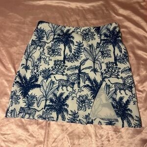 shein royal blue and white toile mini skirt